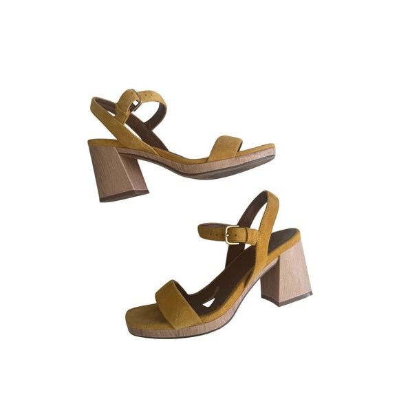NATURALIZER Yellow Suede Sandals Heels Size 7.5W - Picture 9 of 9